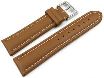 Uhrenarmband echt Leder glatt hellbraun wN 28mm Schwarz