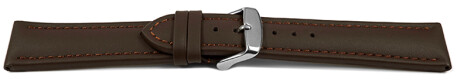Uhrenarmband echt Leder glatt dunkelbraun 18mm Stahl