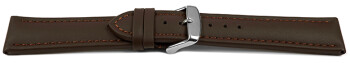 Uhrenarmband echt Leder glatt dunkelbraun 20mm Schwarz