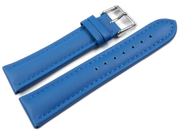 Uhrenarmband echt Leder glatt blau 18mm Schwarz