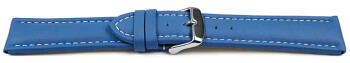 Uhrenarmband echt Leder glatt blau wN 20mm Stahl