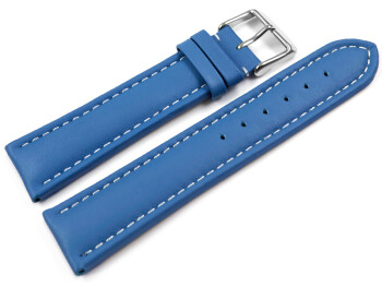 Uhrenarmband echt Leder glatt blau wN 22mm Stahl