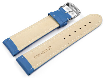 Uhrenarmband echt Leder glatt blau wN 22mm Stahl