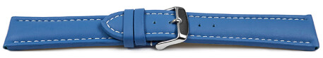 Uhrenarmband echt Leder glatt blau wN 24mm Schwarz
