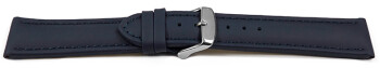 Uhrenarmband echt Leder glatt dunkelblau 20mm Schwarz