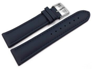 Uhrenarmband echt Leder glatt dunkelblau 20mm Schwarz
