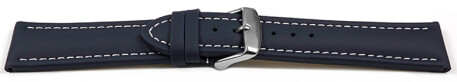Uhrenarmband echt Leder glatt dunkelblau wN 18mm Stahl