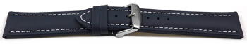 Uhrenarmband echt Leder glatt dunkelblau wN 28mm Stahl