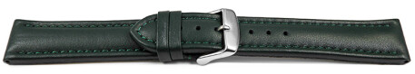 Uhrenarmband echt Leder glatt dunkelgrün 20mm Schwarz
