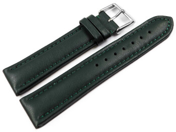Uhrenarmband echt Leder glatt dunkelgrün 20mm Schwarz