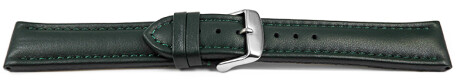 Uhrenarmband echt Leder glatt dunkelgrün 24mm Stahl