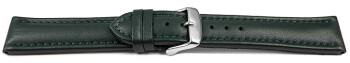 Uhrenarmband echt Leder glatt dunkelgrün 28mm Stahl