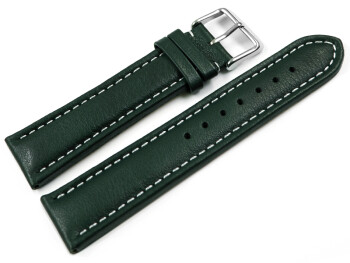 Uhrenarmband echt Leder glatt dunkelgrün wN 20mm Schwarz