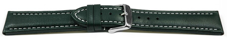 Uhrenarmband echt Leder glatt dunkelgrün wN 28mm Stahl