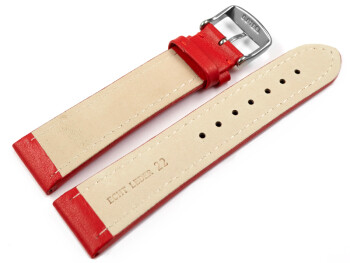 Uhrenarmband echt Leder glatt rot 24mm Gold