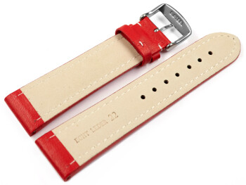 Uhrenarmband echt Leder glatt rot wN 18mm Gold