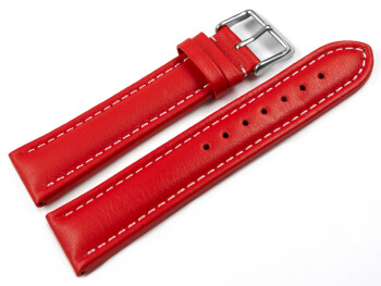 Uhrenarmband echt Leder glatt rot wN 22mm Stahl