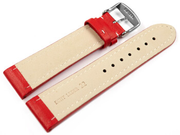 Uhrenarmband echt Leder glatt rot wN 24mm Stahl
