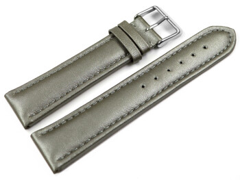 Uhrenarmband echt Leder glatt dunkelgrau 20mm Schwarz