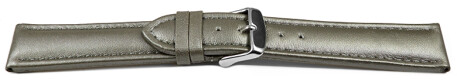 Uhrenarmband echt Leder glatt dunkelgrau 26mm Schwarz