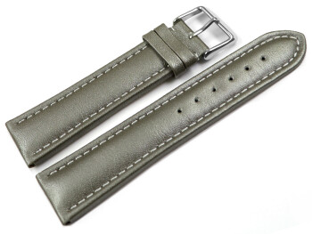 Uhrenarmband echt Leder glatt dunkelgrau wN 20mm Gold