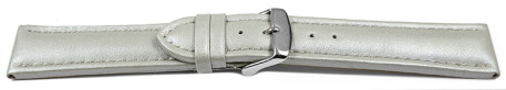 Uhrenarmband echt Leder glatt hellgrau 24mm Stahl