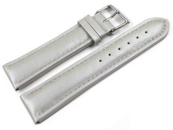 Uhrenarmband echt Leder glatt hellgrau 26mm Schwarz