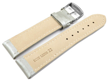 Uhrenarmband echt Leder glatt hellgrau wN 18mm Stahl