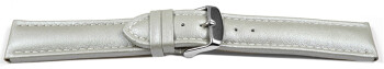 Uhrenarmband echt Leder glatt hellgrau wN 22mm Stahl