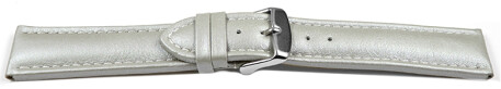 Uhrenarmband echt Leder glatt hellgrau wN 26mm Stahl