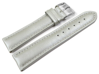 Uhrenarmband echt Leder glatt hellgrau wN 26mm Stahl