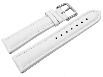 Uhrenarmband echt Leder glatt weiß 20mm Schwarz