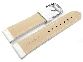 Uhrenarmband echt Leder glatt weiß 22mm Gold