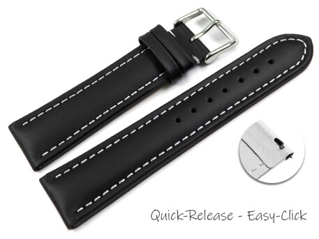 Schnellwechsel Uhrenband Leder glatt schwarz wN 18mm 20mm...