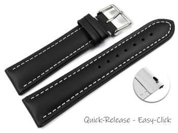 Schnellwechsel Uhrenband Leder glatt schwarz wN 18mm 20mm 22mm 24mm 26mm