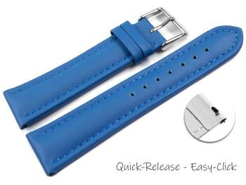 Schnellwechsel Uhrenband Leder glatt blau 18mm 20mm 22mm...
