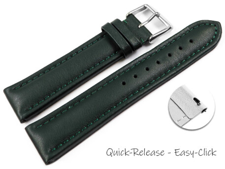 Schnellwechsel Uhrenband Leder glatt dunkelgrün 18mm...