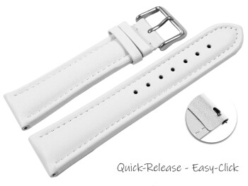 Schnellwechsel Uhrenband Leder glatt weiß 18mm 20mm 22mm 24mm 26mm 28mm
