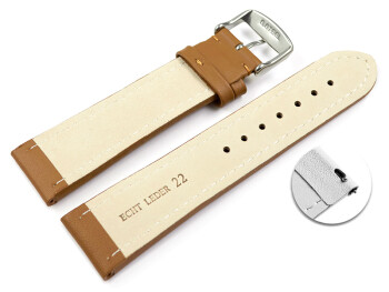 Schnellwechsel Uhrenband Leder glatt hellbraun 18mm Gold