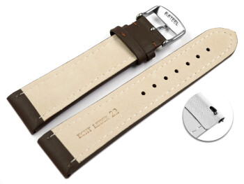 Schnellwechsel Uhrenband Leder glatt dunkelbraun 18mm Gold