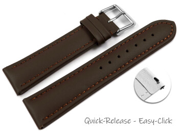 Schnellwechsel Uhrenband Leder glatt dunkelbraun 24mm Stahl