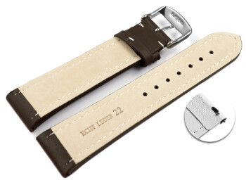 Schnellwechsel Uhrenband Leder glatt dunkelbraun wN 18mm Gold