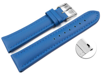 Schnellwechsel Uhrenband Leder glatt blau 22mm Gold