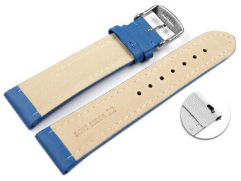 Schnellwechsel Uhrenband Leder glatt blau 22mm Gold