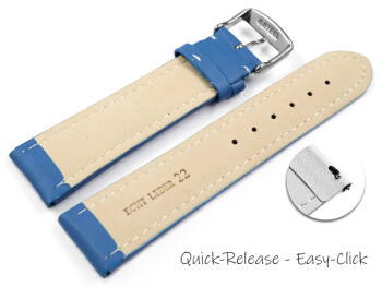 Schnellwechsel Uhrenband Leder glatt blau wN 18mm Gold