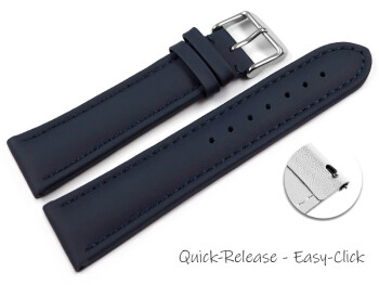 Schnellwechsel Uhrenband Leder glatt dunkelblau 18mm Stahl