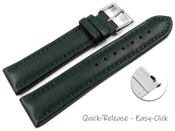 Schnellwechsel Uhrenband Leder glatt dunkelgrün 18mm Stahl