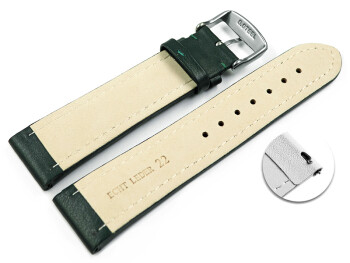 Schnellwechsel Uhrenband Leder glatt dunkelgrün 20mm Stahl