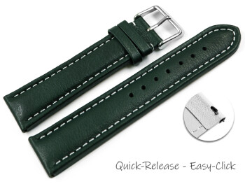 Schnellwechsel Uhrenband Leder glatt dunkelgrün wN 24mm Stahl