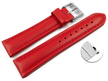 Schnellwechsel Uhrenband Leder glatt rot 22mm Gold